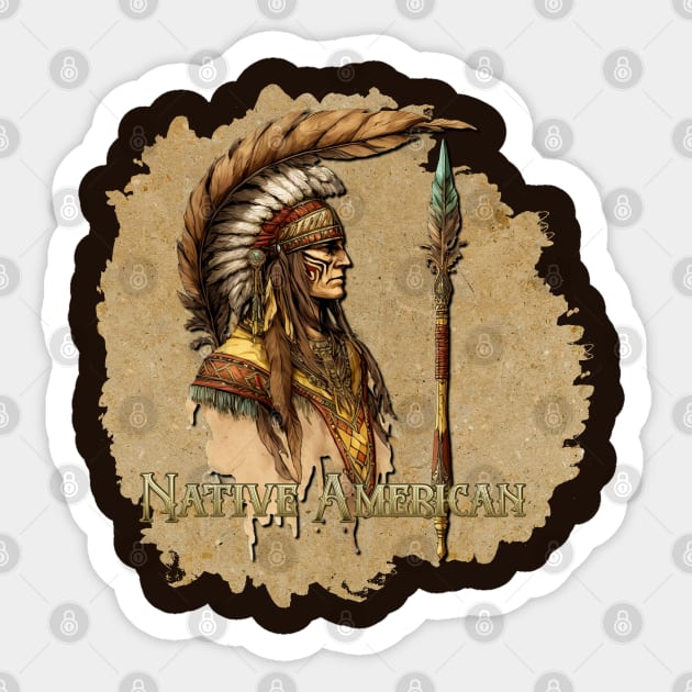 Native American Warrior Sticker by This and That Designs